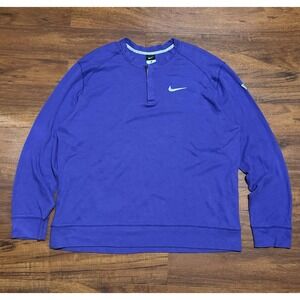 Nike Kobe Men's Henley Black Long Sleeve Thermal Purple Swoosh Logo Size XL
